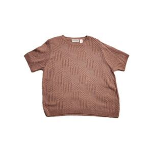 Alfred Dunner Pink Salmon Knit Sweater Short Sleeve XL NWT